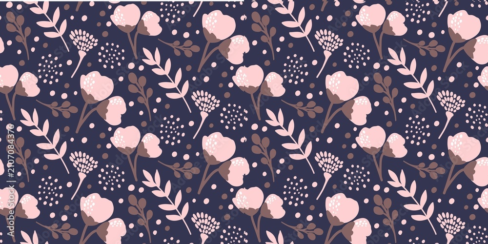 floral and fruit wallpaper and background seamless pattern design