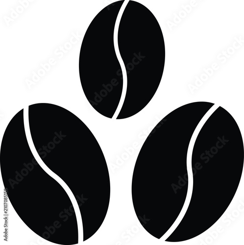 Coffee Beans Icon Cafe Roasted Bean Silhouette Vector