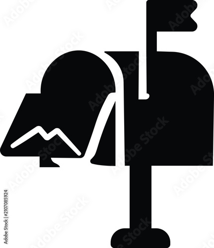 Travel Mailbox Icon Adventure Message Mountain Silhouette Vector