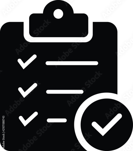 Checklist Icon Task Complete To Do List Approved Silhouette Vector