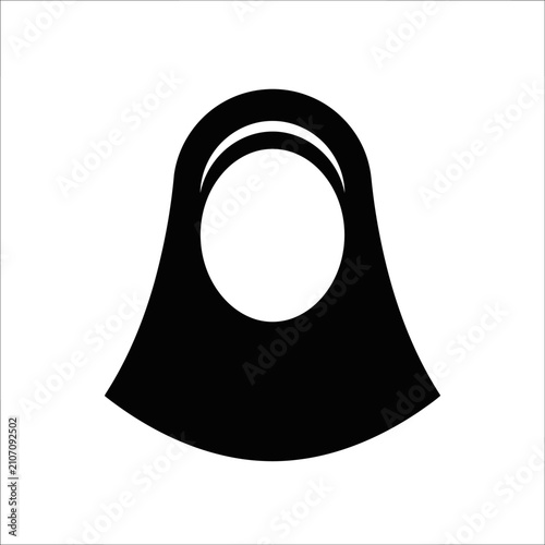 Bild auf Leinwand Black silhouette of a hijab icon representing traditional islamic headscarf worn