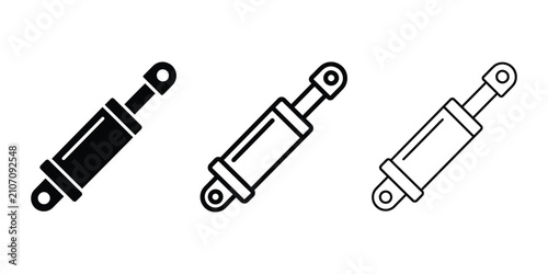 Foto Hydraulic cylinder icon silhouette vector outline and line art