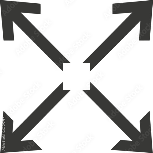 Bild auf Leinwand Four black arrows pointing outward from the center representing expansion and gr