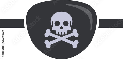 Фотография Illustration of a pirate eye patch featuring a skull and crossbones design on a