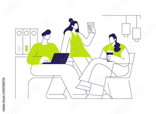 Morning in the office isolated cartoon vector illustrations.