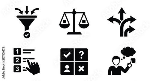 Bild auf Leinwand Decision Making Icons Flat Vector Illustration On White Background