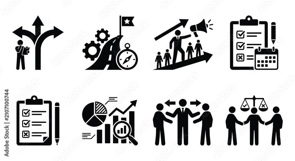 Fotografie Decision Making Icons Flat Vector Illustration On White Background