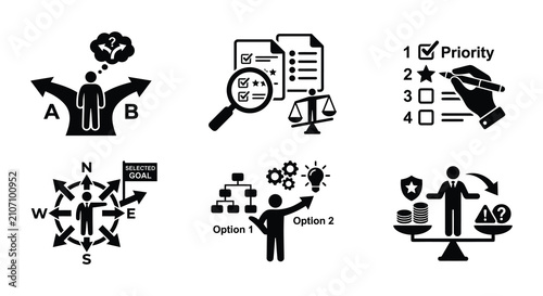 Canvastavla Decision Making Icons Flat Vector Illustration On White Background