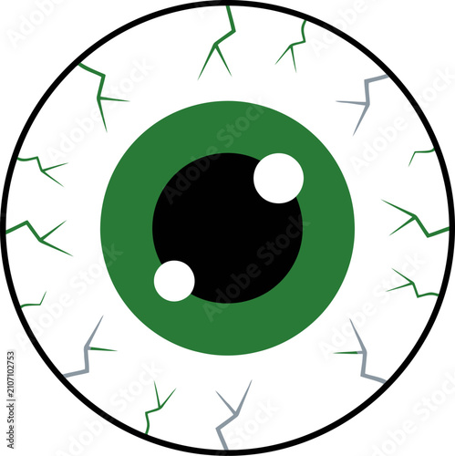 Photos Creepy green eyeball illustration spooky bloodshot eye icon for halloween