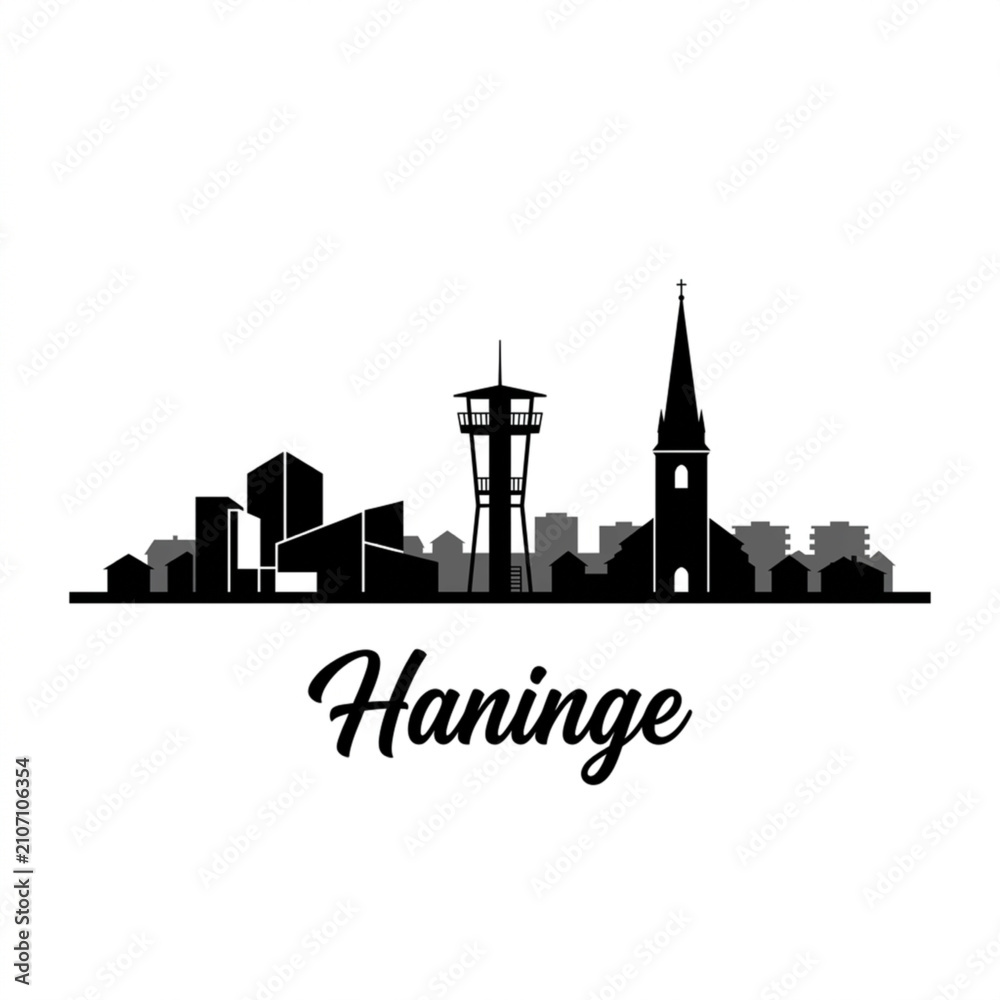 Fototapeta premium Haninge Sweden Skyline Silhouette – Stockholm Region Community Vector Illustration