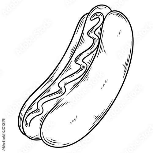 Hand Drawn Hot Dog Sketch