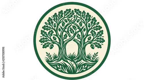 Elegant Tree of Life Logo Design within a Modern Hexagonal Frame, Symbolizing Growth, Nature, Connection, and Sustainable Foundations