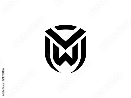 shield with a cross logo design icon letter W