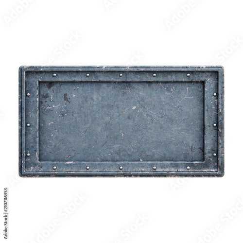 Vintage Industrial Metal Frame with Rivets and Steel Texture