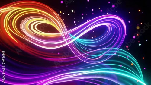 Abstract neon glowing light lines flowing through dark space flow energy motion background wave flow energy motion background wave