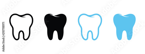 Canvastavla Tooth Icon, Dental Clinic Logo, Human Teeth Vector Illustration, Blue Dentistry Logotype, Oral Hygiene Concept, Dentist Sign, Molar Tooth Enamel Symbol, and Simple Tooth Pictogram Design