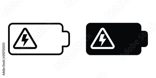 Canvas Print Empty battery icon vector featuring low power, energy depletion, battery status, charging indicator, and power warning symbols for user interface design