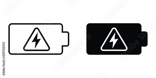 Billede på lærred Empty battery icon vector featuring low power, energy depletion, battery status, charging indicator, and power warning symbols for user interface design