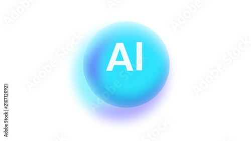 Glowing AI Artificial Intelligence Logo Icon Animation - Seamless Loop Motion Background Stock Footage