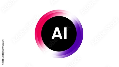 Glowing AI Artificial Intelligence Logo Icon Animation - Seamless Loop Motion Background Stock Footage