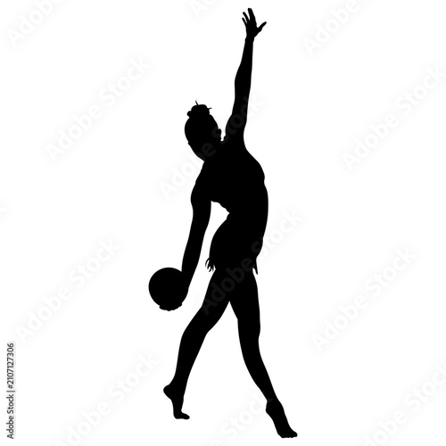 Female Rhythmic Gymnast Handstand Ball Silhouette