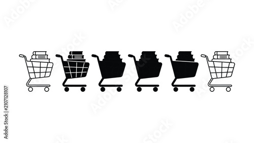 Фотография Shopping carts with varying filled items illustration design concept