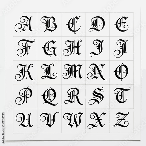 Gothic Alphabet Letters Collection Vintage Typography Design.