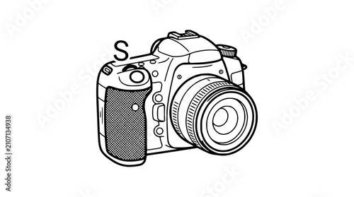 Cuadro en lienzo Digital SLR Camera Line Drawing Icon - Professional Photography Equipment