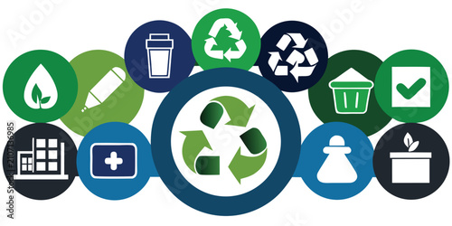 Fotografía Circular arrangement of eco friendly icons representing recycle and sustainability