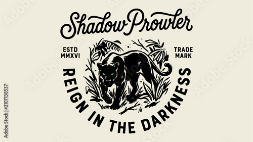 Photos Vintage black panther shadow prowler jungle badge illustration with typography f