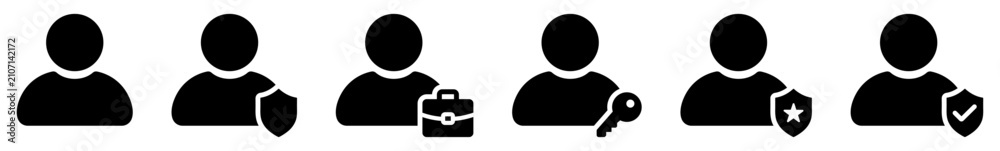 Fotografie User role and access icon set in solid black style