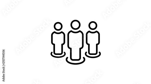 Team, teamwork or group people animated icon for partnership, work together, collaboration, co-worker, community, cooperative, human relationships. 4K video with alpha channel
