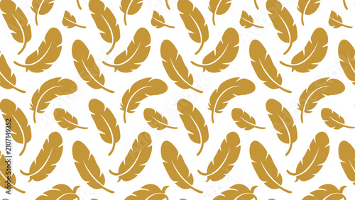Foto Seamless pattern of golden feathers on a white background, representing lightness and elegance in a flat design illustration
