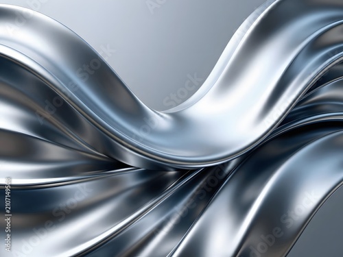 Metallic Silver Waves on a Gradient Background