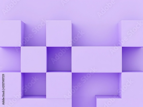 Abstract 3D Cubes on a Gradient Purple Background 3d Render