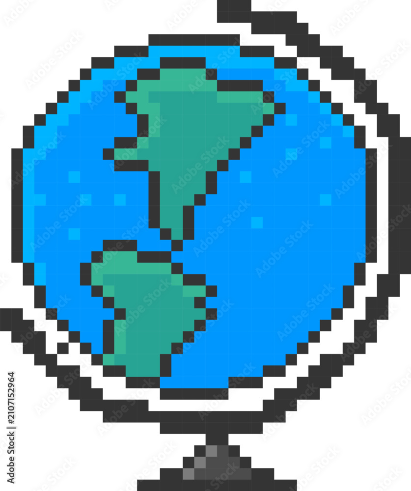 Fototapeta premium Globe North America Pixel Art