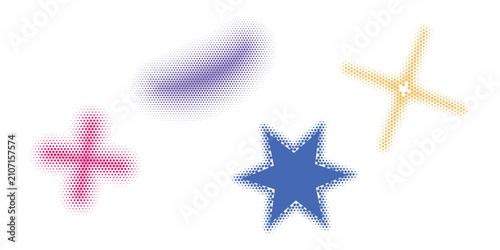 Foto Colorful pixel art star shapes with gradient effects Vector, illustration