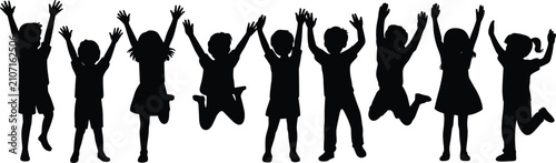 Photos Jumping children silhouettes with... des