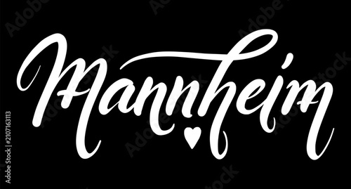 Elegant Mannheim City Calligraphic Script With Heart Accent Artwork