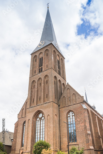 Tower of the historic Saint Lambert Basilica in Hengelo, Netherlands