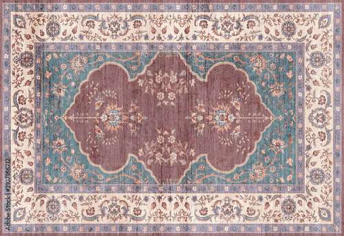 Cuadro en lienzo Persian Folk style traditional printed Carpet with trending colors and texture i