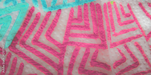 Bild auf Leinwand Blue Ethnic Style Pattern. Rainbow Wrapping