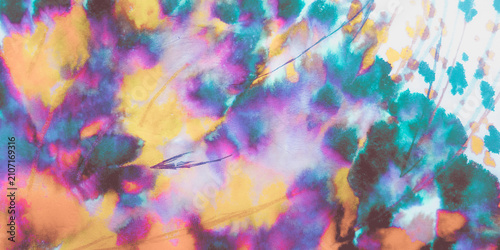 Fotografía Elegant Geometric Tie Dye. Mixed Watercolor.