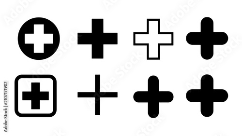 Cuadro en lienzo 70 Medical Cross Icons Set, Healthcare Plus Symbol Collection, Emergency Health