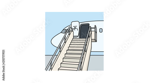 Foto Airplane stairs with luggage, boarding or disembarking concept