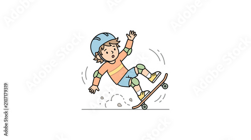 Foto Boy Falling Off Skateboard Wearing Protective Gear