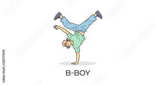 Fotografie Breakdancer performing a handstand on a white background