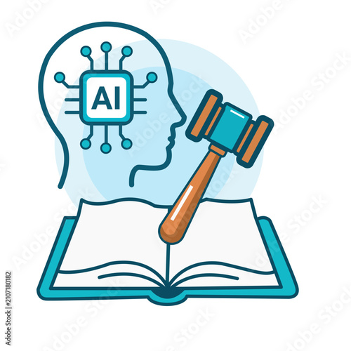 Ai law and legal technology concept illustration
