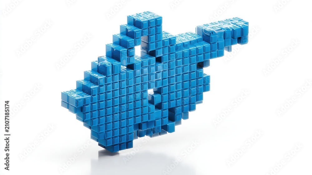 Fototapeta premium Retro 3d pixel mouse cursor icon illustration isolated on white background.
