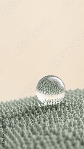 Transparent Water Droplet on Biomimetic Micro Surface Macro Background